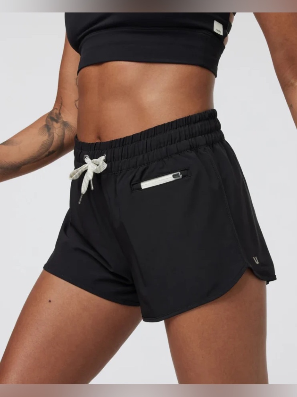 Vuori Black Clementine 2.0 Athletic Shorts with Contrast Drawcord and Zip Pocket